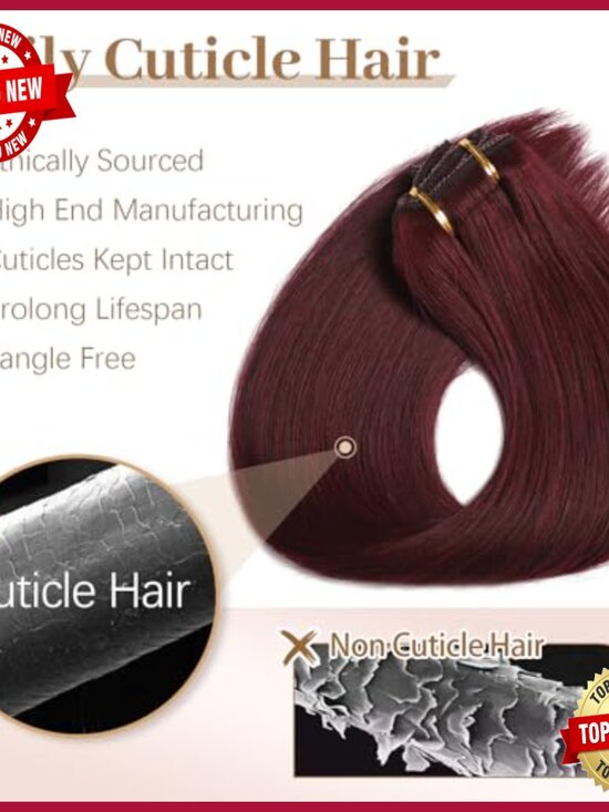 18 Inch Real Human Hair Clip-in Extensions, 7 Piece Double Weft Set
